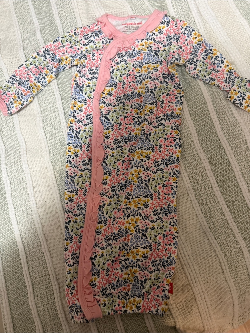 Magnetic Me Multi-Color Floral Gown with Pink Trim